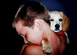 boy and a pup.