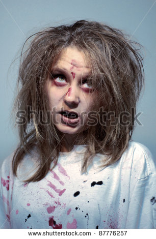 stock-photo--girl-in-an-image-of-the-madwoman-of-the-zombie-for-a-holiday-halloween-87776257